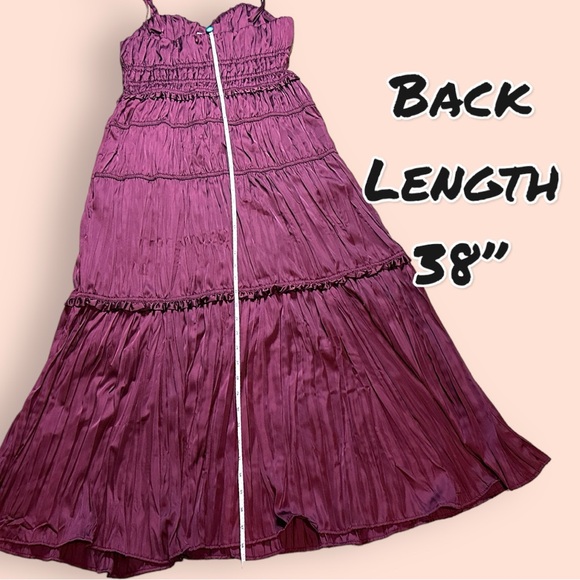 IR NWT Vernacular Satin Like Spaghetti Strap Dress in Deep Maroon. Size Small 💃 - Picture 8 of 14